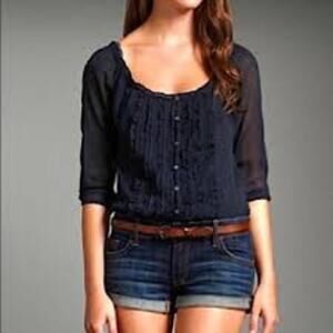 Abercrombie & Fitch Ruffle Y2K Top Size XS Milkmaid Sheer Coquette Cottagecore